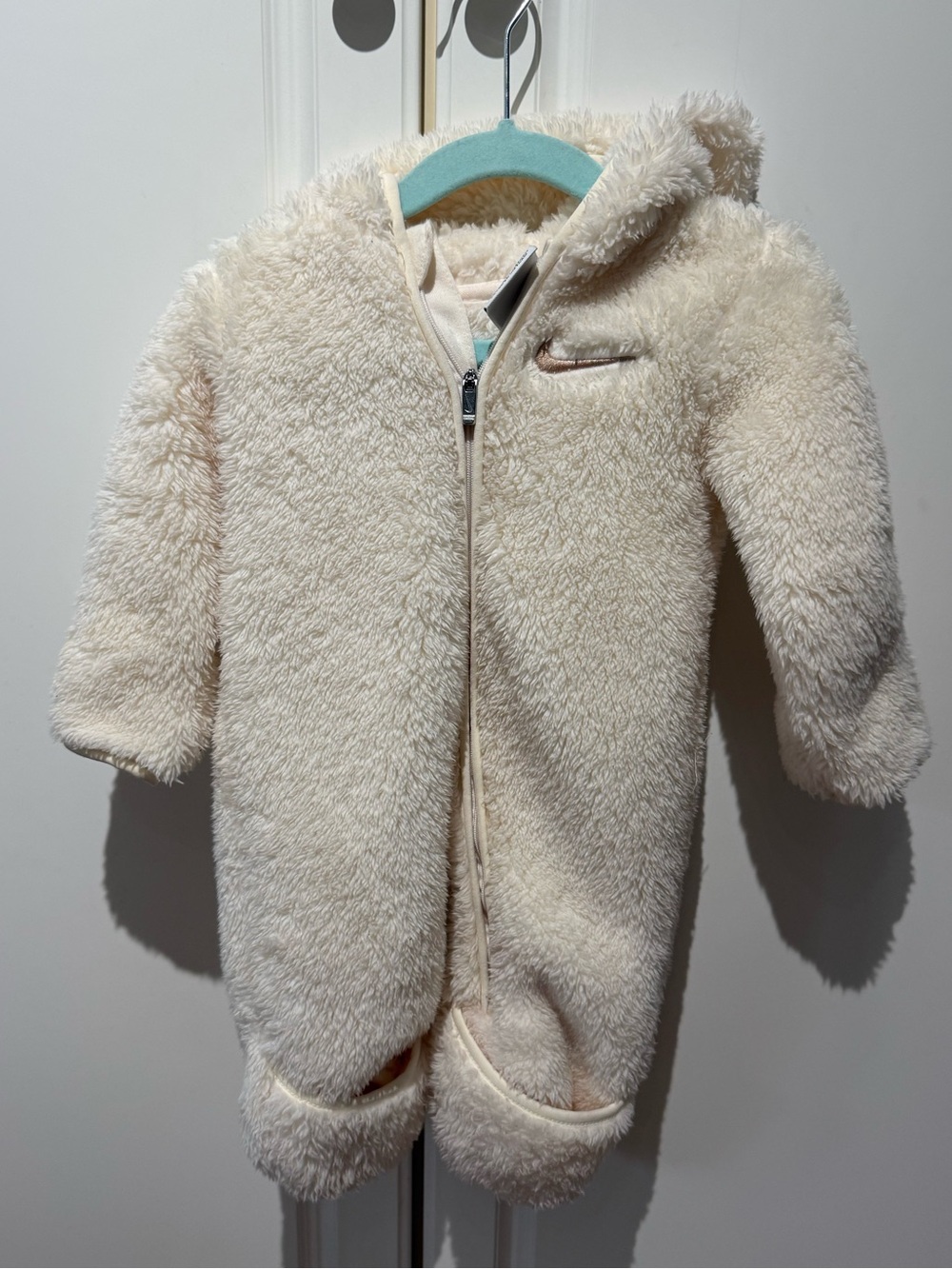 Nike Cozy Cream Sherpa Hooded One-Piece, 6-12 months